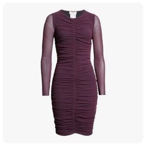 Fuzzi Long Sleeve Mesh Mini Dress Sheer Size XS NWOT Burgundy